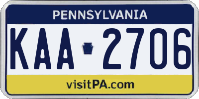 PA license plate KAA2706