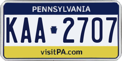 PA license plate KAA2707