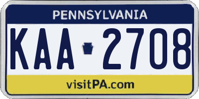 PA license plate KAA2708