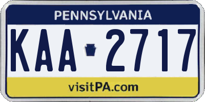PA license plate KAA2717
