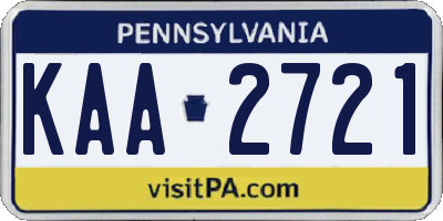 PA license plate KAA2721