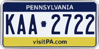 PA license plate KAA2722