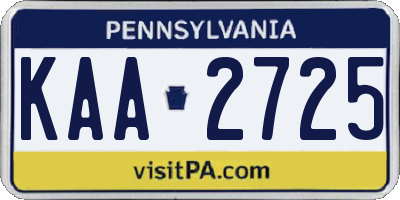 PA license plate KAA2725