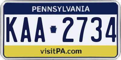 PA license plate KAA2734