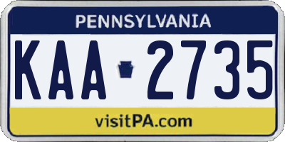 PA license plate KAA2735