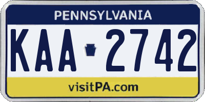 PA license plate KAA2742