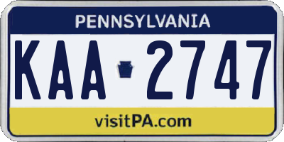 PA license plate KAA2747