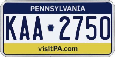PA license plate KAA2750