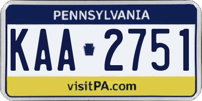 PA license plate KAA2751