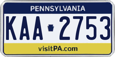 PA license plate KAA2753