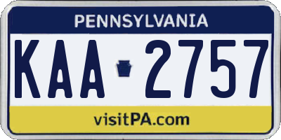 PA license plate KAA2757