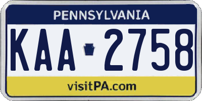 PA license plate KAA2758