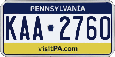 PA license plate KAA2760