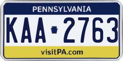 PA license plate KAA2763
