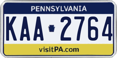 PA license plate KAA2764
