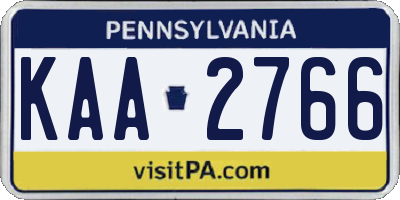 PA license plate KAA2766