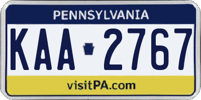 PA license plate KAA2767