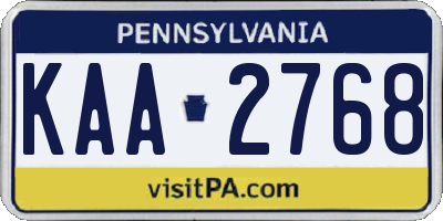 PA license plate KAA2768