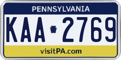 PA license plate KAA2769