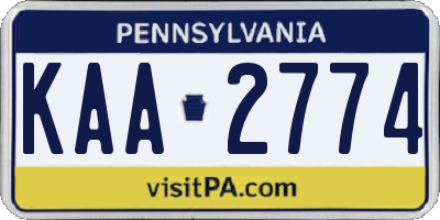 PA license plate KAA2774