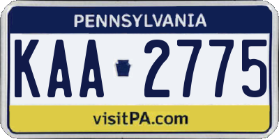 PA license plate KAA2775