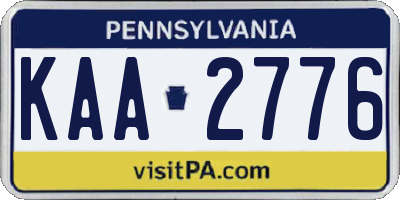 PA license plate KAA2776