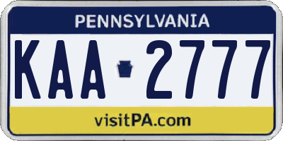 PA license plate KAA2777