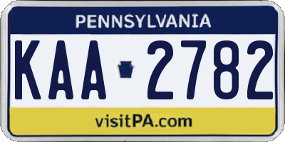 PA license plate KAA2782