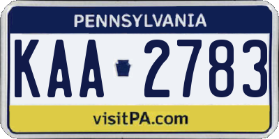 PA license plate KAA2783