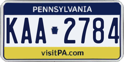 PA license plate KAA2784
