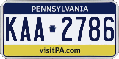 PA license plate KAA2786