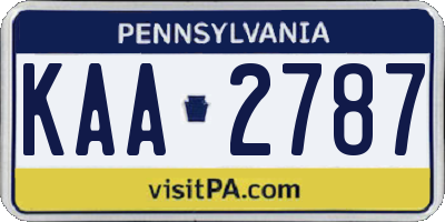PA license plate KAA2787