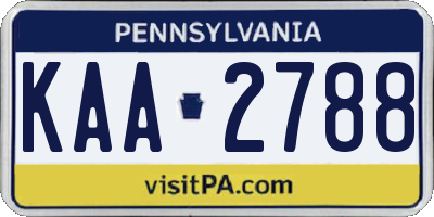PA license plate KAA2788