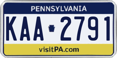 PA license plate KAA2791