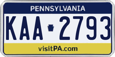 PA license plate KAA2793