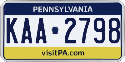 PA license plate KAA2798