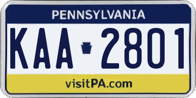 PA license plate KAA2801