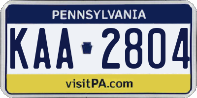 PA license plate KAA2804