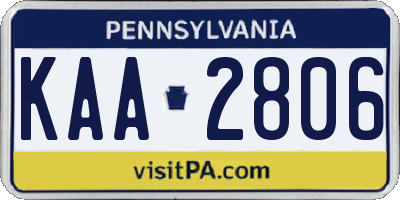 PA license plate KAA2806