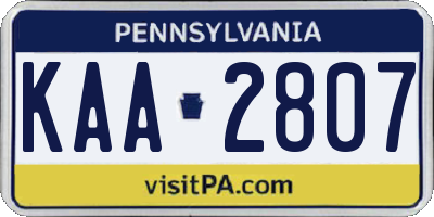 PA license plate KAA2807