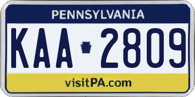PA license plate KAA2809