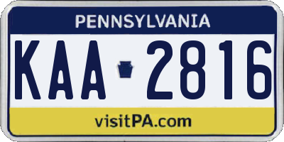 PA license plate KAA2816