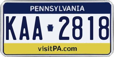 PA license plate KAA2818