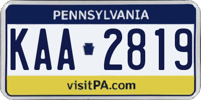 PA license plate KAA2819