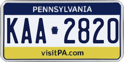 PA license plate KAA2820