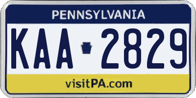 PA license plate KAA2829