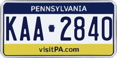 PA license plate KAA2840