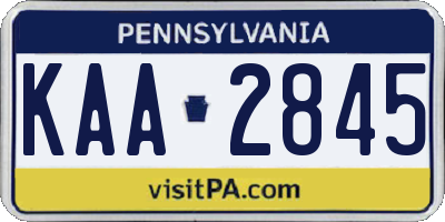 PA license plate KAA2845