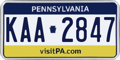 PA license plate KAA2847