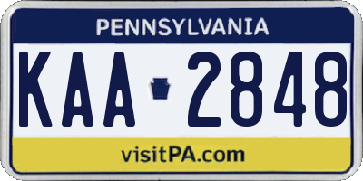 PA license plate KAA2848
